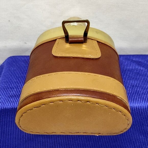 Comoy Of London Flask Gold Tone Glass w/ Leather Case Elegant Barware Vintage - Picture 11 of 14